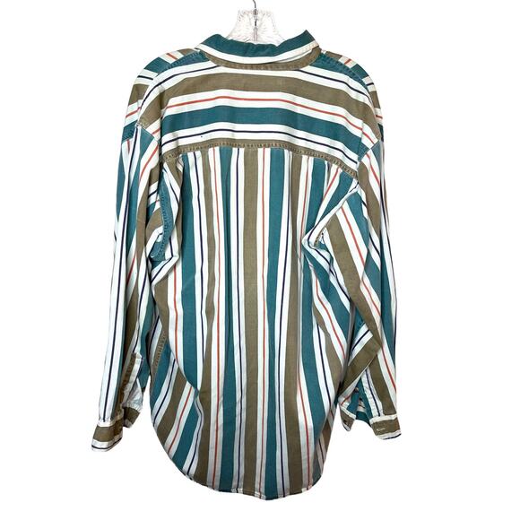 Natural Elements Striped Button Front Cotton Shirt Large - Picture 6 of 7